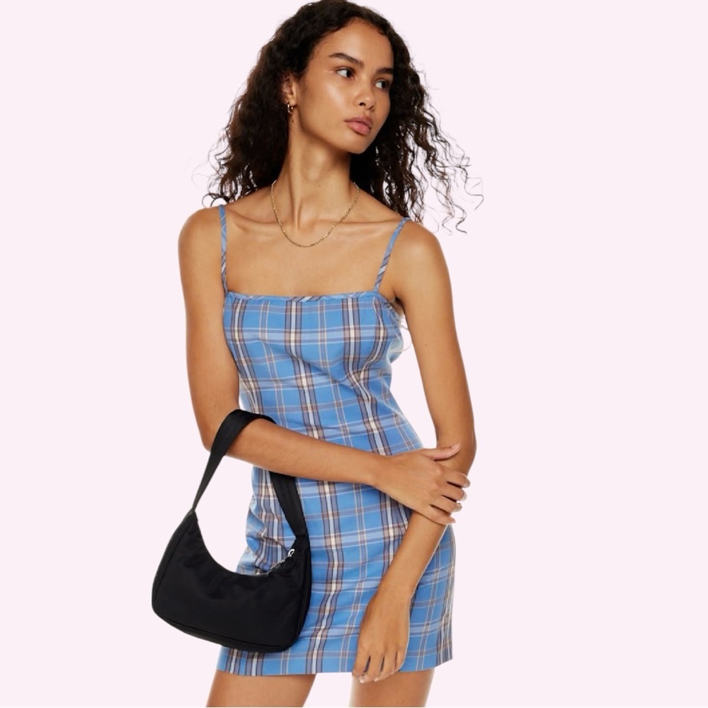 ARITZIA Sunday Best "Gerard" Azurine Blue/White Plaid Dress NWT